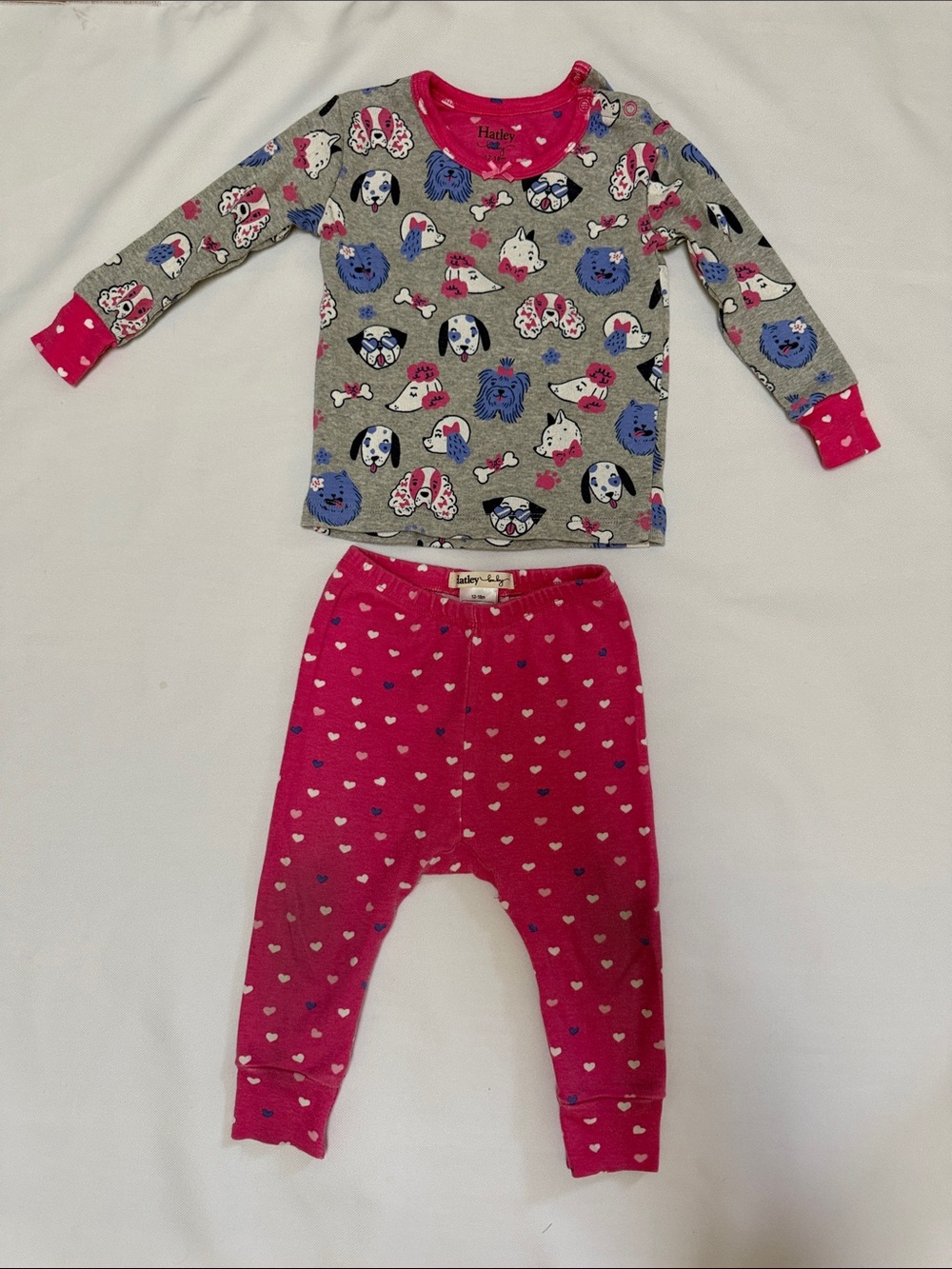 Hatley Pink & Gray Puppy Heart Pajama Set